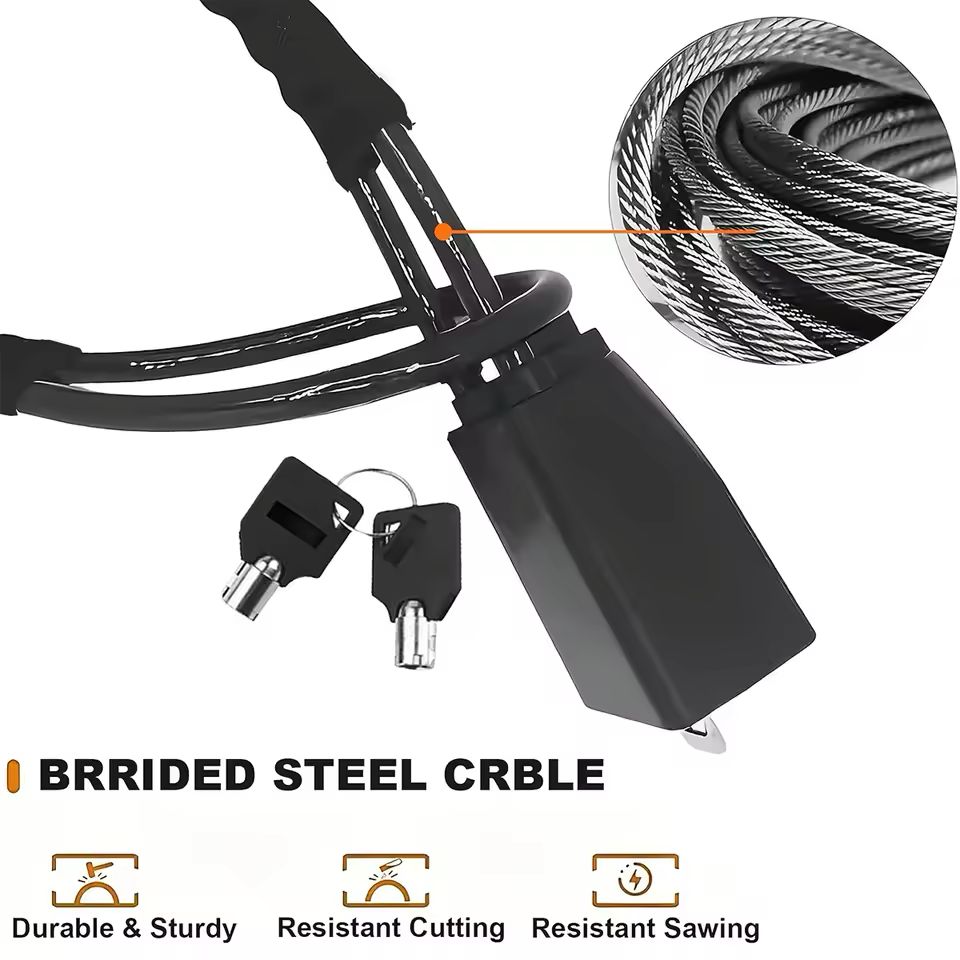 Universal Car Seat Belt Steering Wheel Steel Wire Lock (ALLOW TO OPEN)