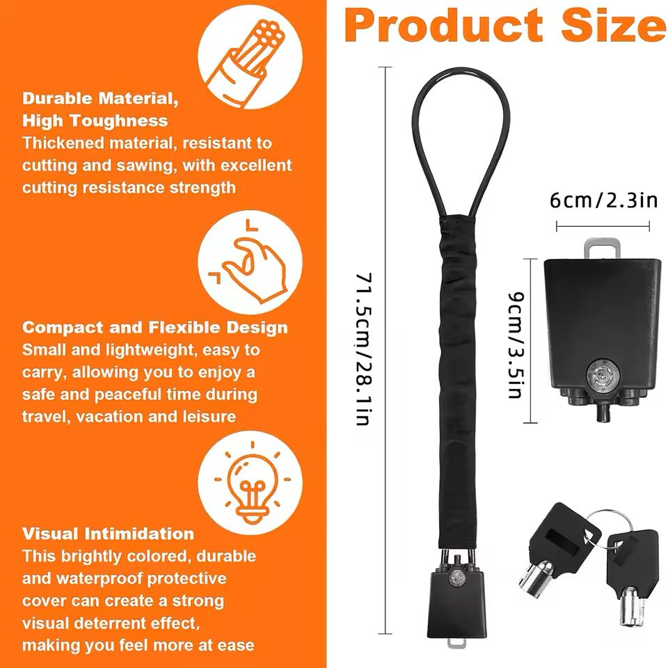 Universal Car Seat Belt Steering Wheel Steel Wire Lock (ALLOW TO OPEN)