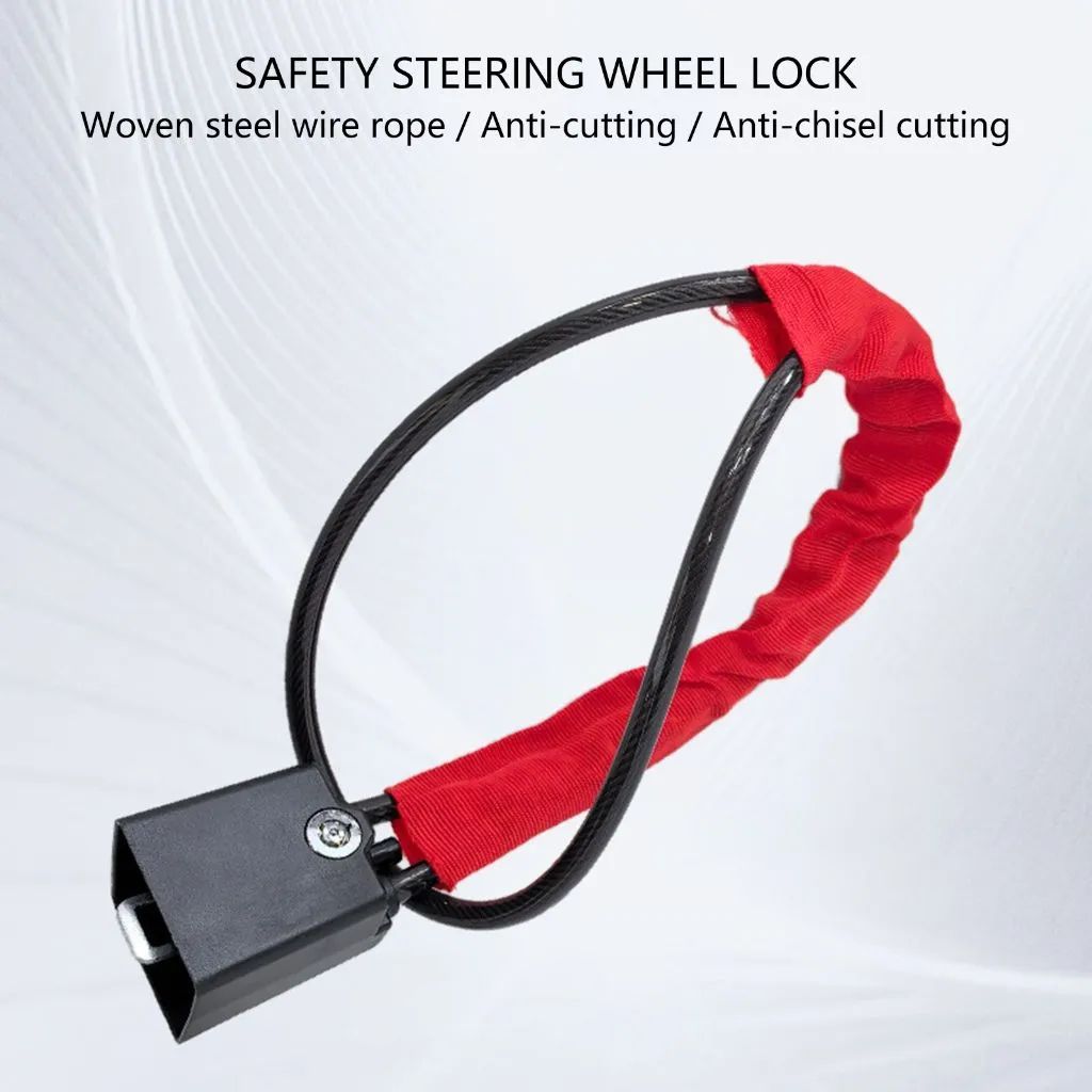 Universal Car Seat Belt Steering Wheel Steel Wire Lock (ALLOW TO OPEN)