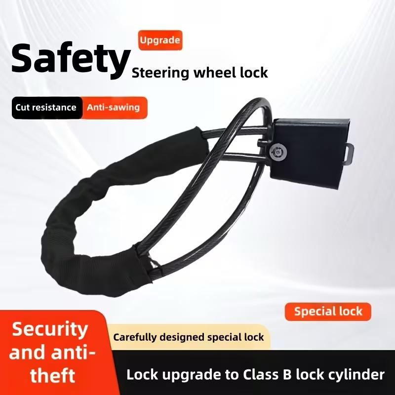 Universal Car Seat Belt Steering Wheel Steel Wire Lock (ALLOW TO OPEN)
