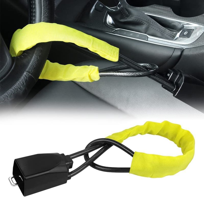 Universal Car Seat Belt Steering Wheel Steel Wire Lock (ALLOW TO OPEN)
