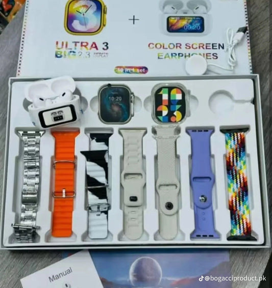 i730 Ultra 3 Max Smart Watch with A9 Pro LED Display Earbuds Master Copy (Allow to Open)