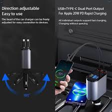 4 in 1 Retractable Car Charger 120W (ALLOW TO OPEN)